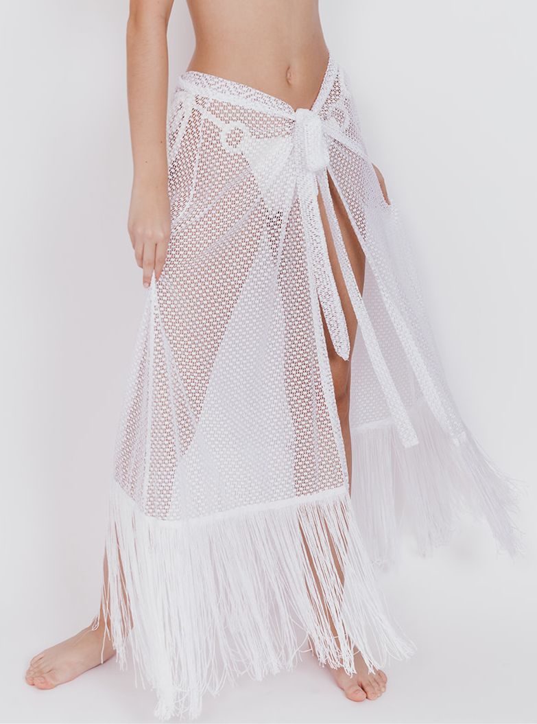 Helena - Amelie White Fringe Skirt