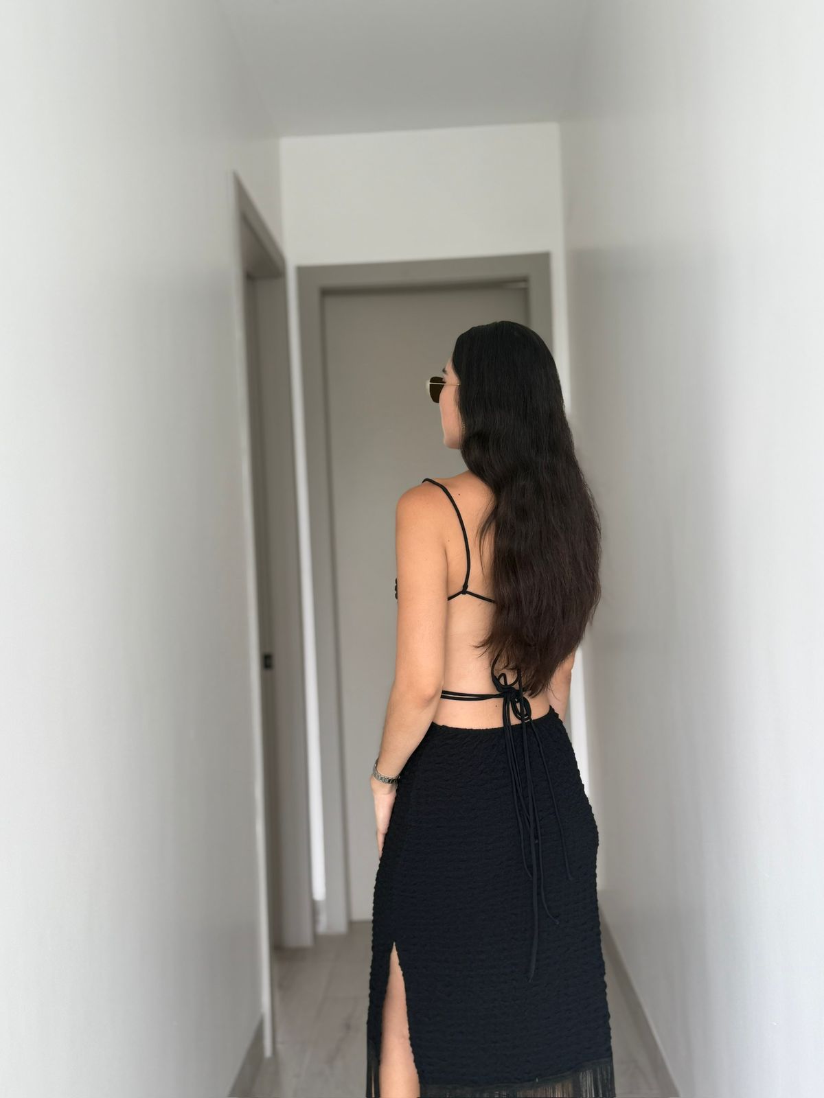 Helena - Kira Fringe Black Dress