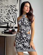 Helena - Cayena Black White Flower Dress